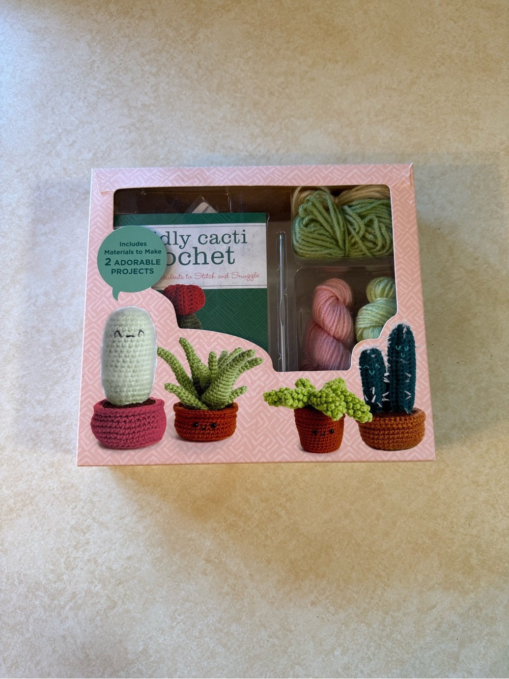 Handy Cacti Crochet Kit - Pink & Green Faux Florals
